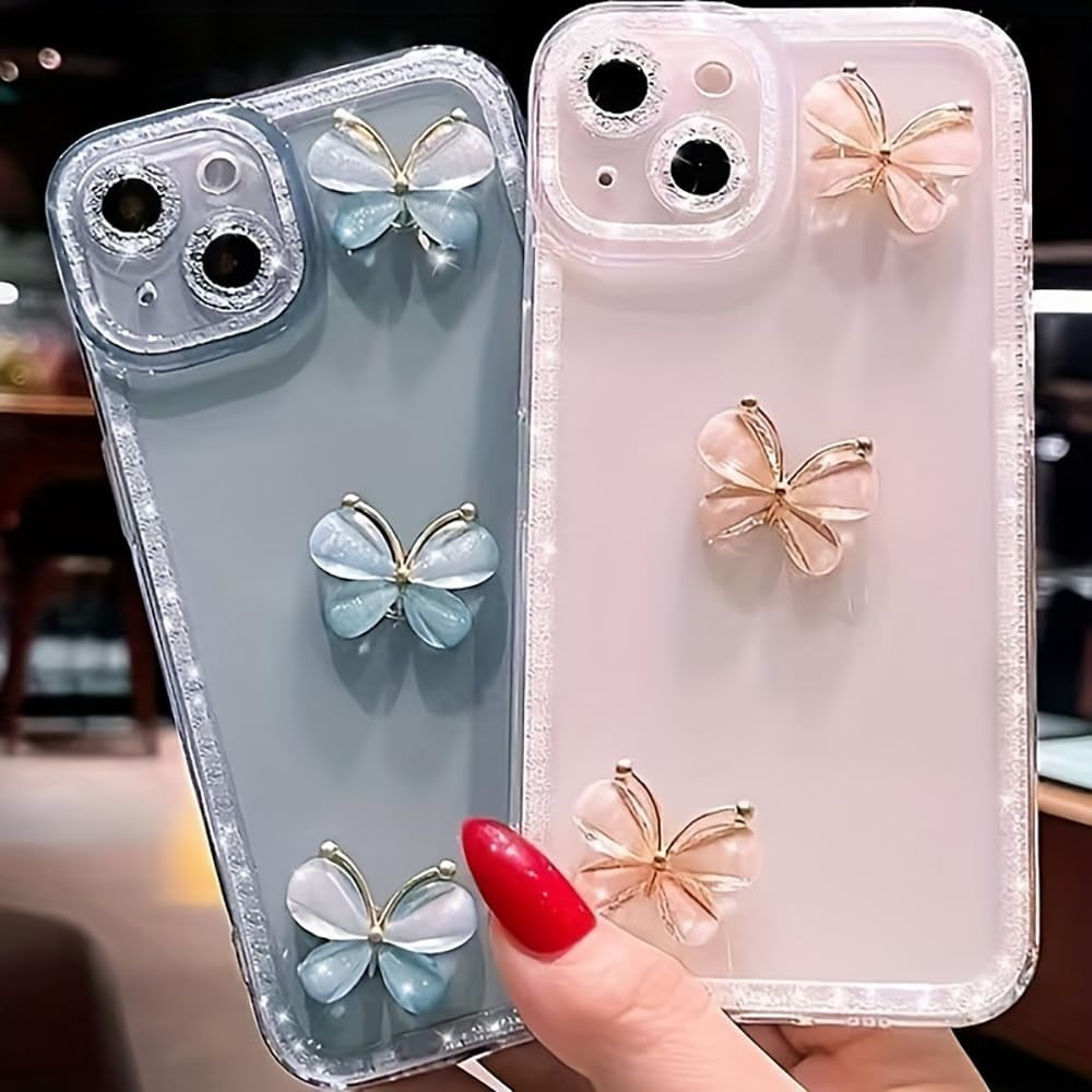 Rhinestone Butterfly Phone Case Cute for Women Girls Bling Glitter