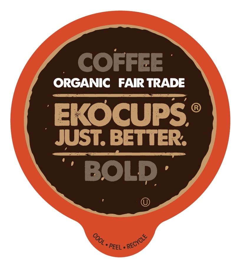 EkoCups, Artisan Organic Bold Blend Strong Coffee in Recyclable Single Serve Cups, 40 Ct