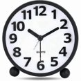 thumbnail image 1 of Silent Analog Alarm Clock,Black Metal Large 3D Digits,Non Ticking Table Clock with Night Light Bedside Alarm Clock 10.8cm, 1 of 4
