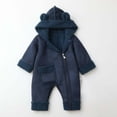 thumbnail image 2 of Snowsuit For Toddler Bear Ears Hooded Front Zip Long Sleeve Jumpsuit Thick Thermal One Piece Oneises Bodysuit (18 Months, Dark Blue), 2 of 9