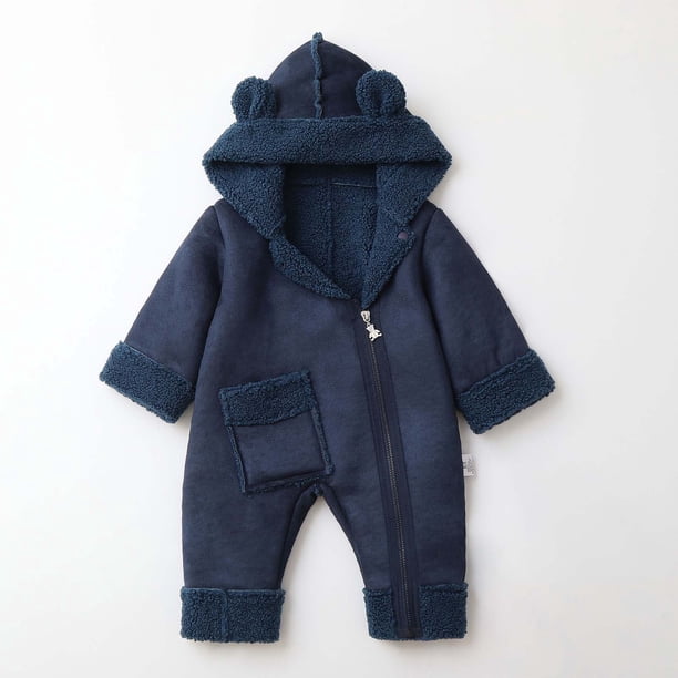 Mono de moda para exteriores con capucha para niños, grueso, cálido y forrado con forro polar para niños y niñas.