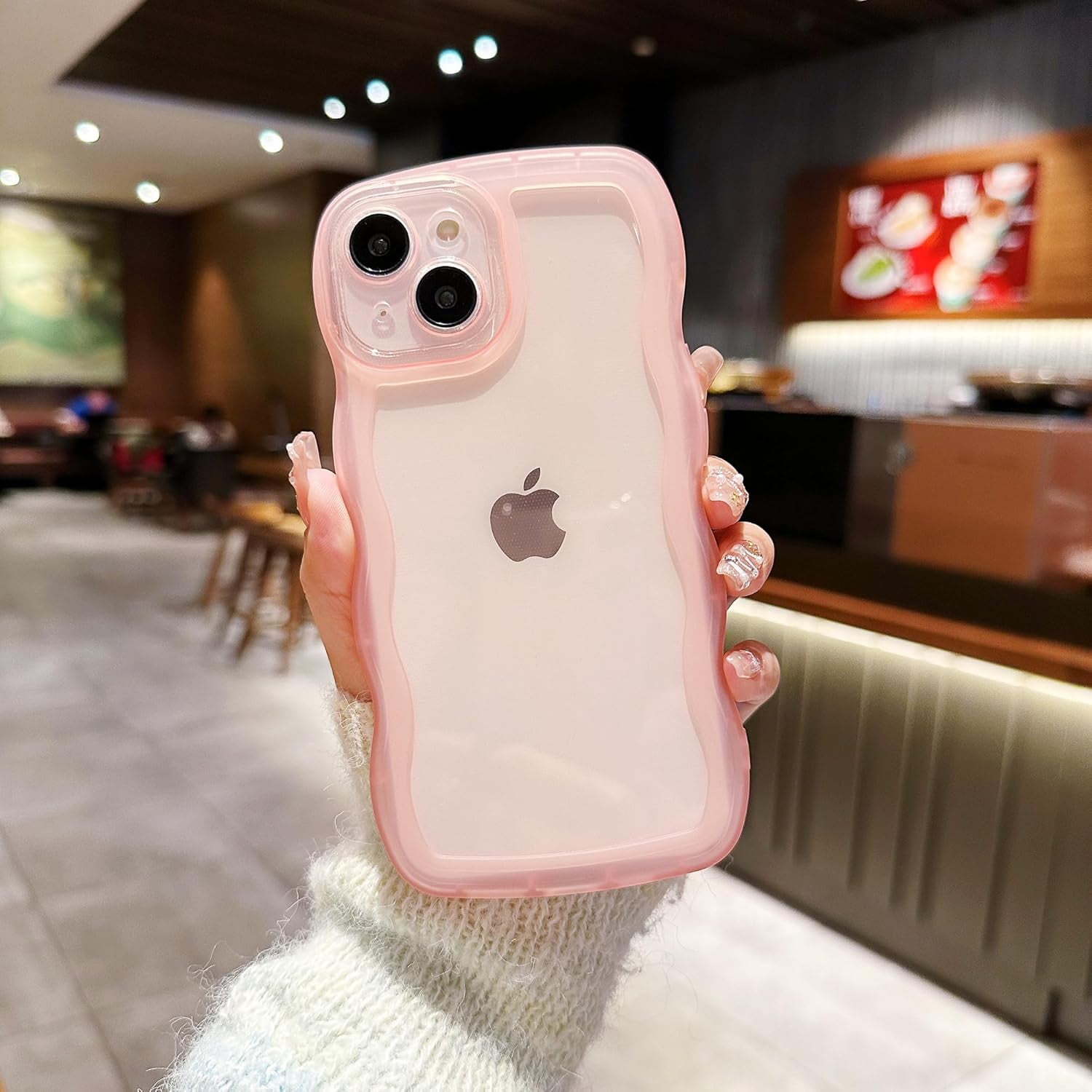 TIANLI for iPhone 15 Case,Cute Silicone Case for iPhone 15, Shockproof Protective Phone Case for iPhone 15, Clear/Pink
