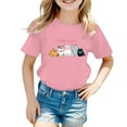 thumbnail image 1 of PMVFHDE Hauts d'Été Basiques pour Filles T-Shirts & Blouses Tendance T-Shirt Enfant Filles Mignon Graphique Col Rond Manches Courtes T-Shirt Décontracté d'Été Rose, 11-12 Ans, 1 of 5