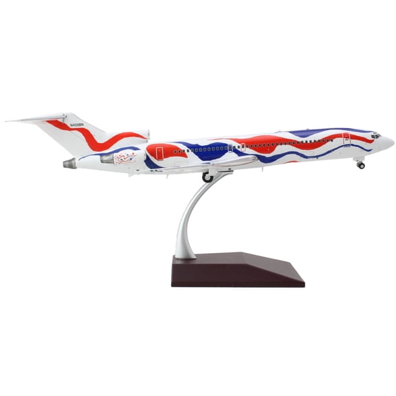Boeing 727-200 Commercial Aircraft "Braniff International Airways - Calder Bicentennial Livery" White with Red and Blue Stripes "Gemini 200" Series 1/200 Diecast Model Airplane by GeminiJets