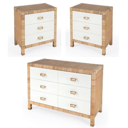 Home Square 3-Piece Set with 2 Wood Chests & 1 Dresser