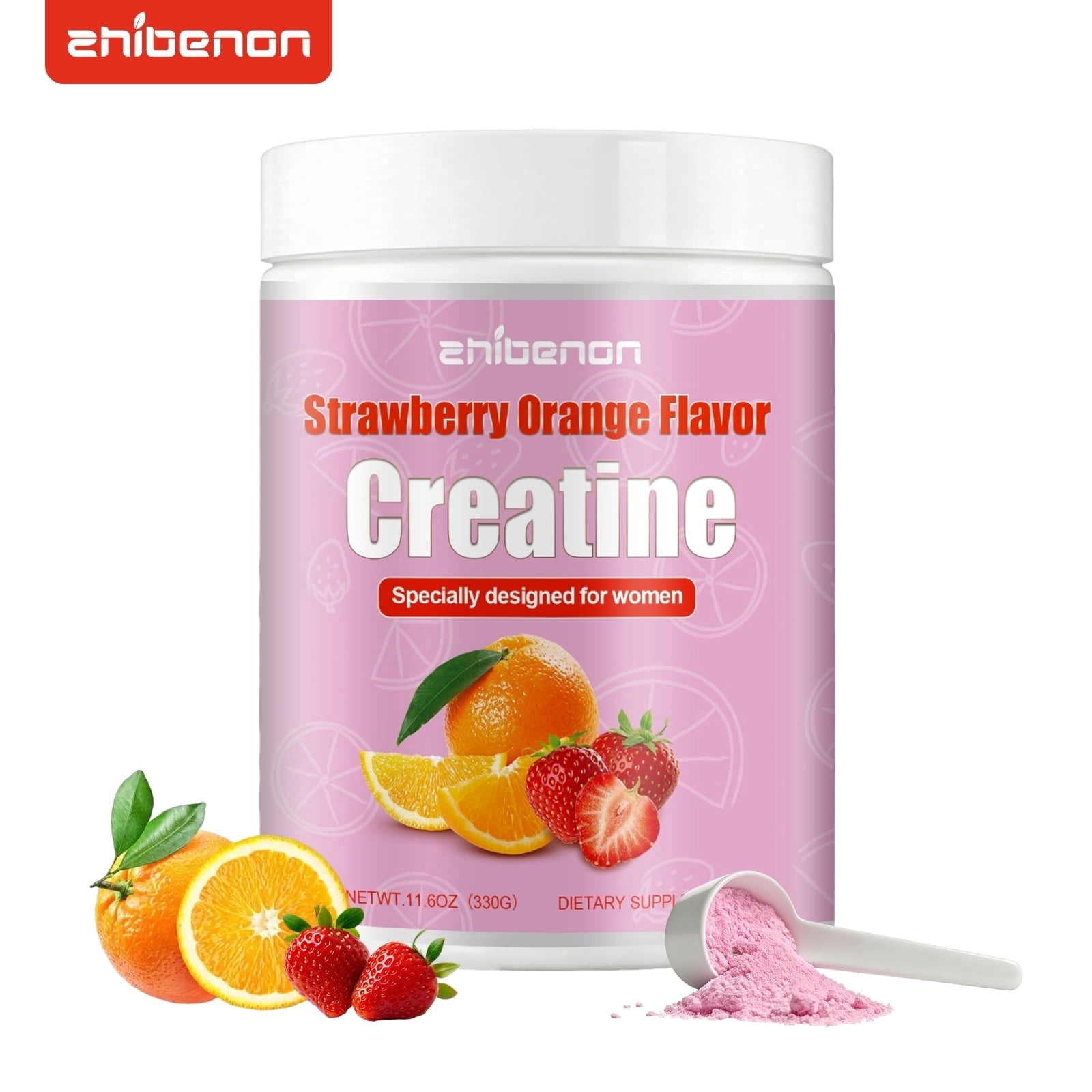 zhibenon Women’s Creatine Powder – Strawberry Orange Flavor, 330g, Dietary Supplement