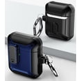 thumbnail image 2 of Secure-Click Series for Apple Airpods Case (1st and 2nd Gen), Nakedcellphone Rugged Hybrid Protective Cover with Carabiner Keychain Clip and Lock Closure for Airpods Console - Navy Blue, 2 of 8