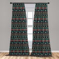 thumbnail image 5 of Ambesonne Vintage Curtains, Eastern Doodles, Pair of 28"x84", Dark Coral Aqua Yellow, 5 of 5