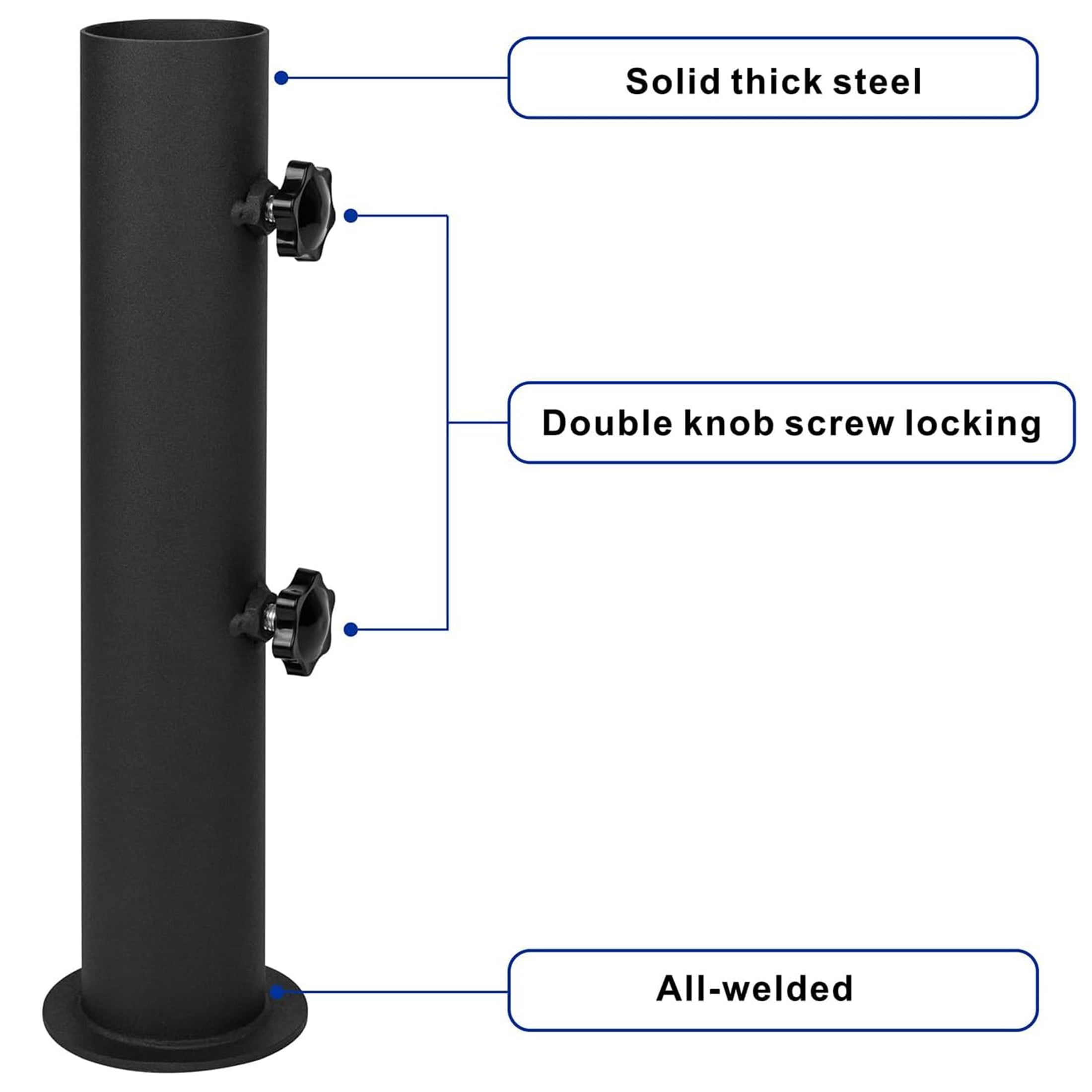 VANROUG Granite Umbrella Stand Tube Outdoor Heavy Duty Marble Flag Pole Stake Holder, Table Umbrella Tube Bracket, Umbrella Base Tube Replacement, DIY Umbrella Tube Mount