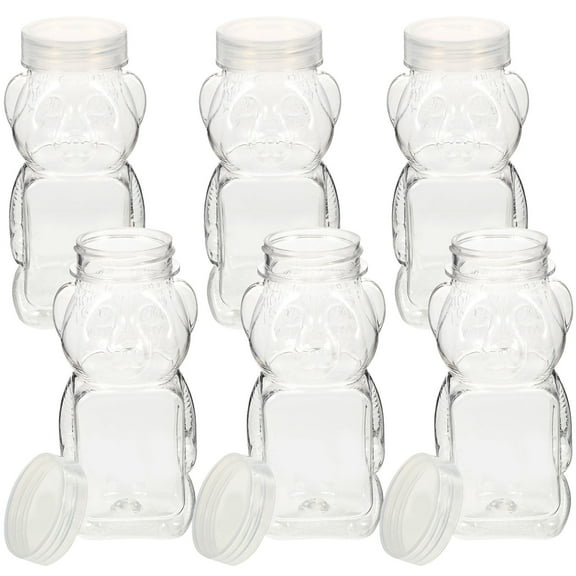 Toyvian 6Pcs Bear Honey Storage Jar Clear Airtight Container Kitchen Food Storage Box
