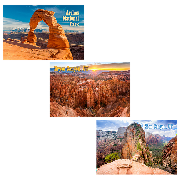 Utah Scenes  - 3 3D Magnet for Refrigerator, Whiteboard, Locker