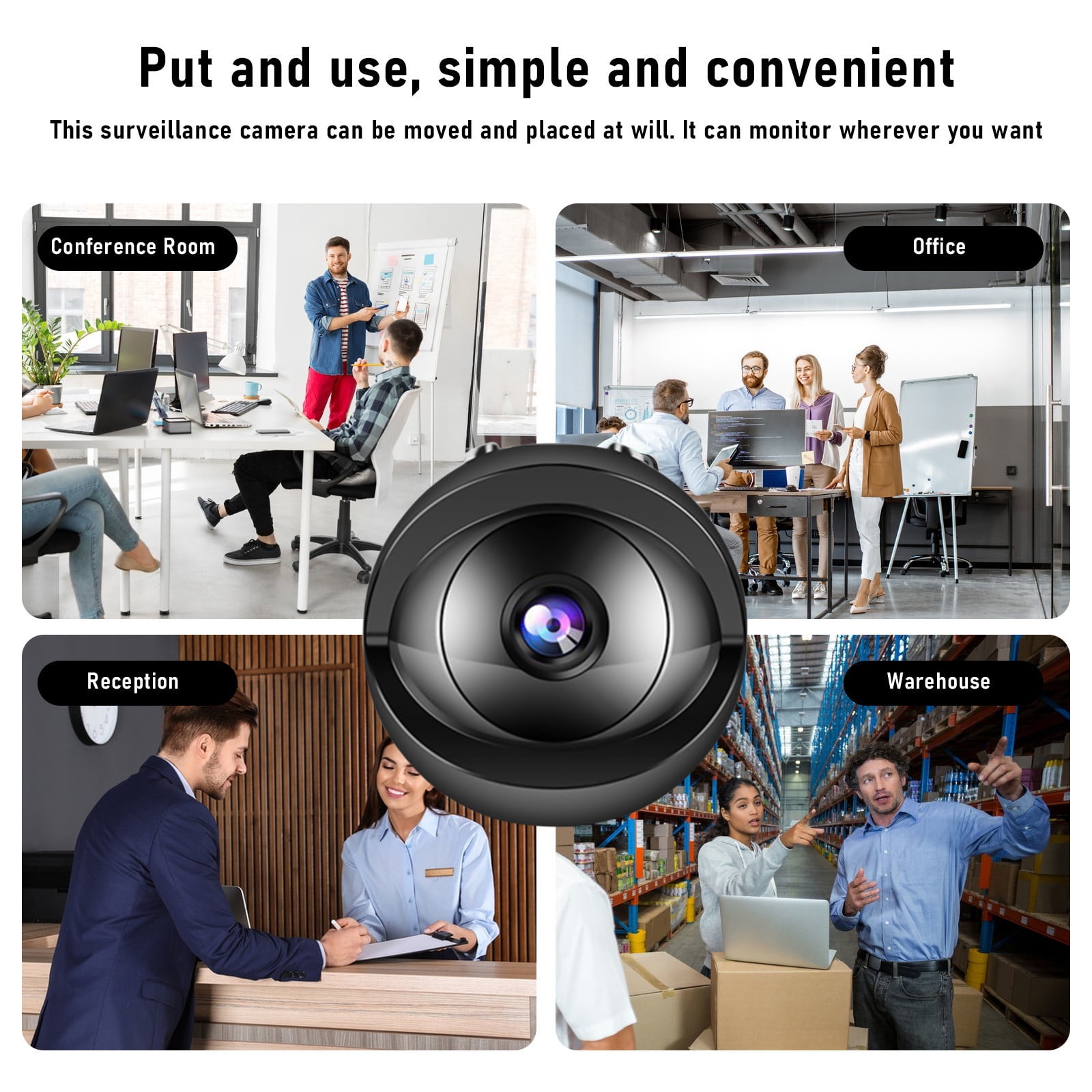 Security Camera Wireless Outdoor Indoor, Mini WiFi Cameras, HD 1080P Home Security Cameras with Night Vision, 2.4G Wifi, Built-In Battery, 360° Pet Dog Baby Camera, Cloud Storage