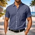 thumbnail image 4 of Men's Casual Linen T-Shirt Turndown Collar Solid Color Breathable Sports Top, 4 of 8