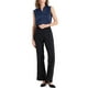 thumbnail image 2 of INSPIRAR CHIC Top sin mangas de seda satinada de verano para mujer, con escote en V y fruncido, M Azul oscuro, 2 of 6