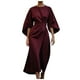 thumbnail image 1 of 2025 Vestido elegante de color liso para mujer con cintura alta, mangas murciélago, estilo informal, mezcla de poliéster, vestido de fiesta para todas las estaciones, 1 of 4