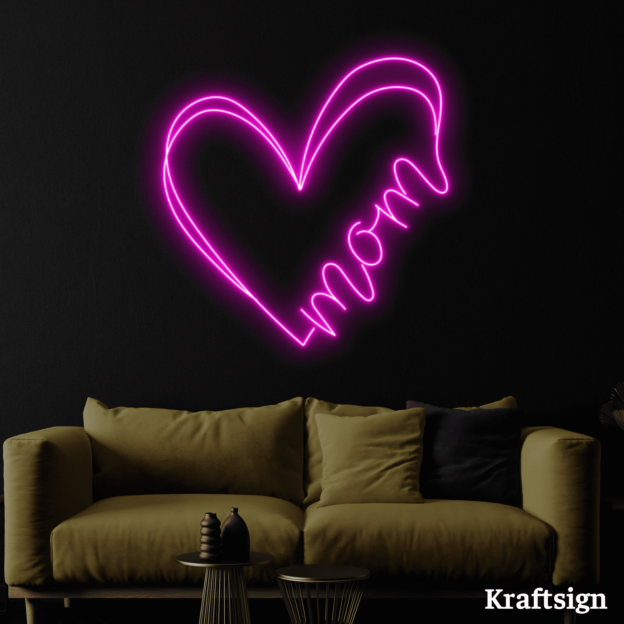 Craftnamesign Mom Neon Sign, Heart LED Sign, Mother's Day Gifts Decor