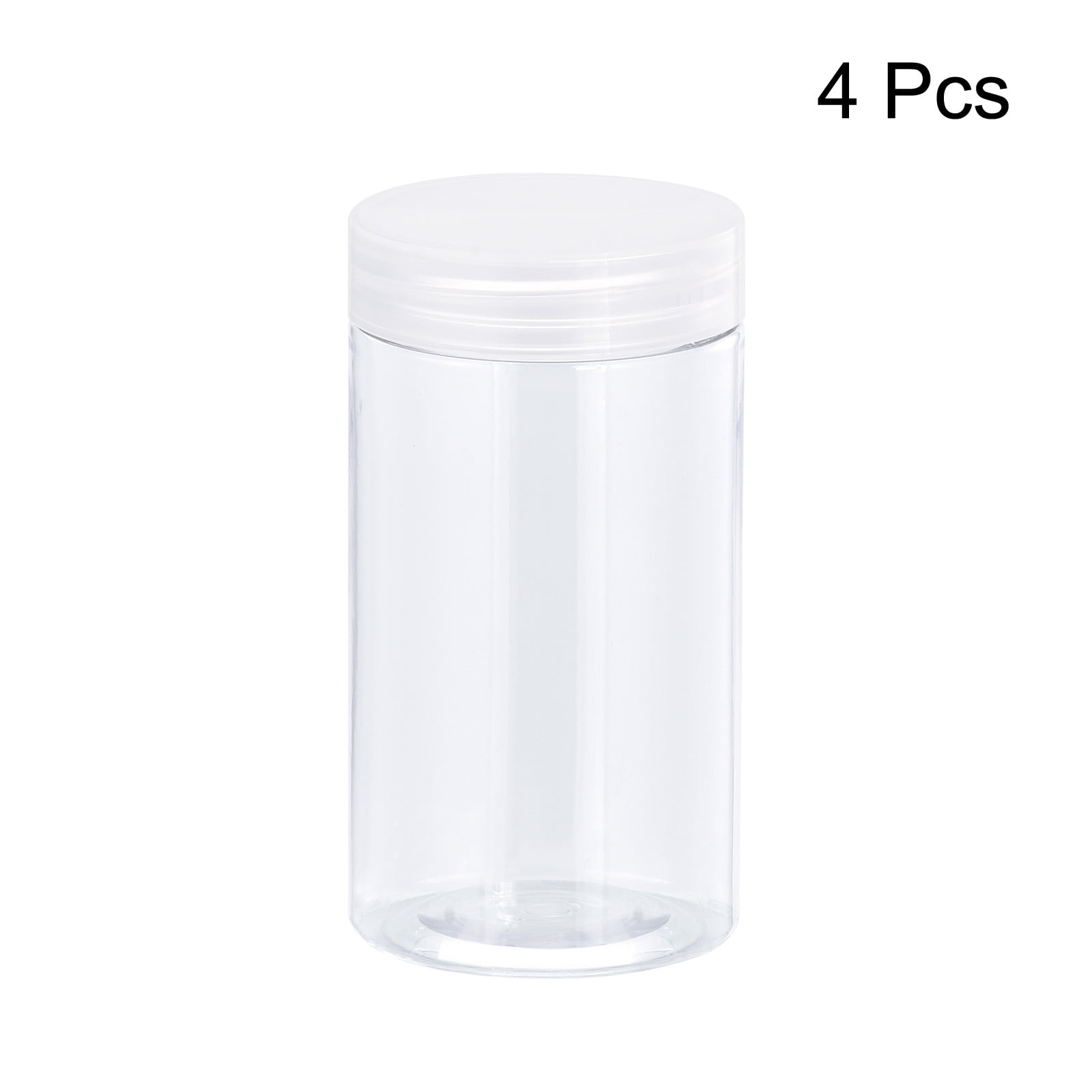 Unique Bargains Round Plastic Screw Top Lid Broad-Mouth Containers 50mm x 97mm 4Pcs