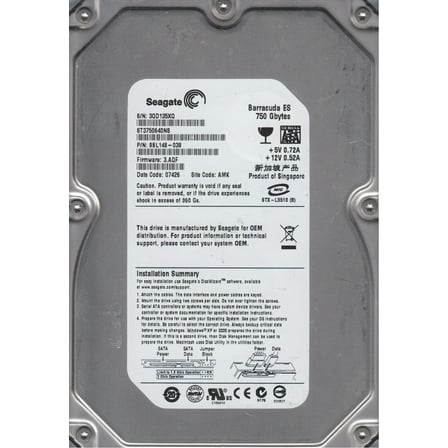 ST3750640NS, 3QD, AMK, PN 9BL148-038, FW 3.AQF, Seagate 750GB SATA 3.5 Hard Drive