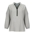 thumbnail image 4 of Summer Womens Zipper V Neck Tunic Tshirt Batwing Short Sleeve Casual Loose Fit Fashion Oversized Blouses Tops Shirts, 4 of 5