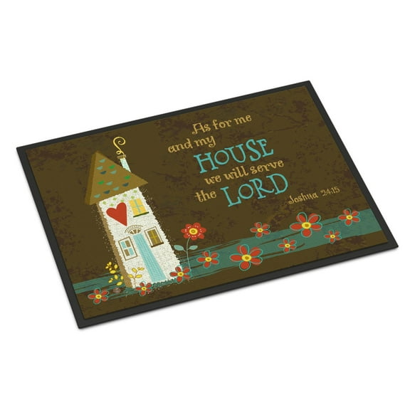 Carolines Treasures VHA3005MAT As For Me And My House Door Mat Indoor Rug or Outdoor Welcome Mat 18x27 Doormat  27"L x