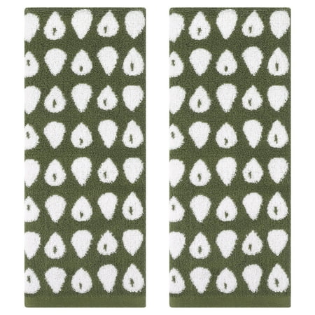Unique Bargains Cute Cartoon Hand Towel Set Hand Towels for Kitchen Bath Green 2-Piece