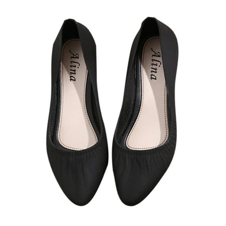 

Difumos Womens Lightweight Pointed Toe Rain Shoes Comfortable Slip On Pumps Work Non-Slip Wedges Black 6.5