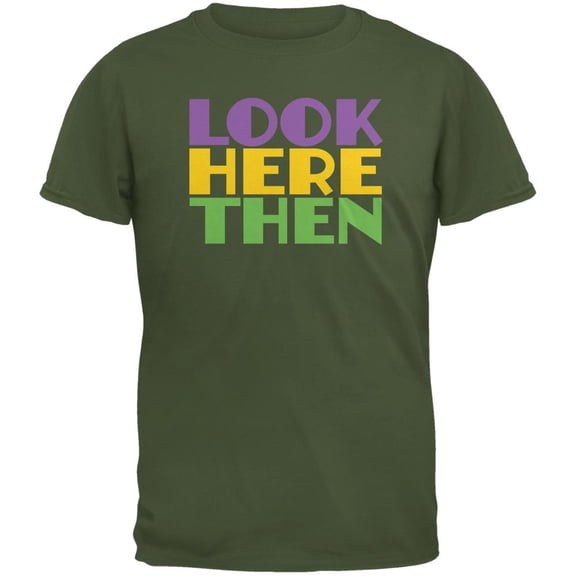 Mardi Gras Flash For Beads Funny Military Green Adult T-Shirt - 2X-Large