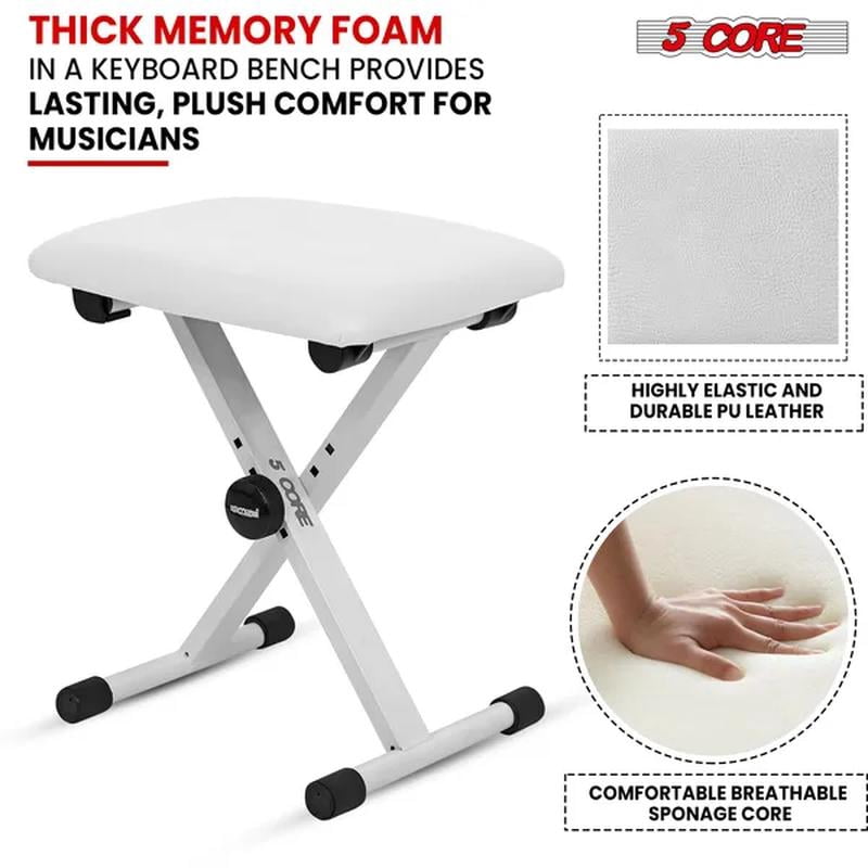 Keyboard Bench Padded Cushioned Piano Stool Height Adjustable Guitar Seat Portable