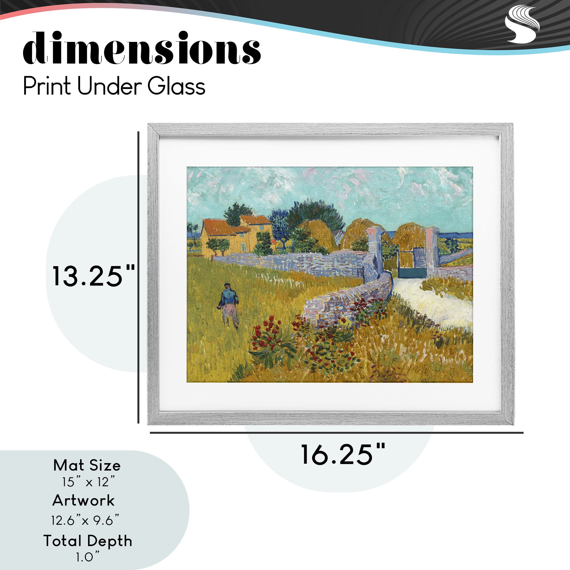 Stupell Industries Farmhouse In Provence Gray Framed Print Under Glass, design by Vincent Van Gogh