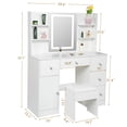 thumbnail image 5 of Caulitar Vanity Desk Set with Mirror, Makeup Vanity Table with Storage and Adjustable Lighting Colors, Makeup Vanity with Desk and Stool for Women, 5 of 11