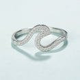 thumbnail image 3 of Women's Silver Ring with Platinum Plated Finish and Micro Inlaid Zircon Stones Wave Design Ring for Her Elegant Jewelry Gift, 3 of 6