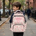 thumbnail image 3 of HUIACONG Pastel Pink Camo Bow School Backpack for Boys Girls Ages 6-18 Water Resistant Multi Pocket Padded Adjustable Straps Large Capacity Bookbag for Elementary Middle High School Daily Use, 3 of 7