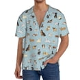 thumbnail image 7 of Lsque Cartoon Doodle Puppy print Men's Cuban Collar Short Sleeve Shirt Summer Beachwear Casual Button Down Fashionable Vacation Leisure Shirt-X-Large, 7 of 7