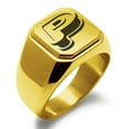 thumbnail image 1 of Stainless Steel Letter P Initial 3D Monogram Engraved Engraved Square Flat Top Biker Style Polished Signet Ring, 1 of 1