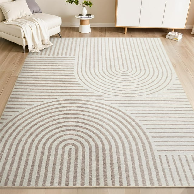 Boho Area Rug for Entryway 4x6 Entrance Rug Machine Washable Rugs for Living Room Non Slip Soft Carpet Geometric Jacquard Textured Carpet for Bedroom Dining Room Nursery Office Living Room Rug -Beige