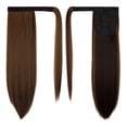 thumbnail image 2 of SHCKE Straight Hair Ponytail Extension 20"/28" Long Wrap Around Ponytail Drawstring Ponytail Clip in Synthetic Ponytail Extension for Women - Dark Brown Mix Light Auburn, 2 of 6