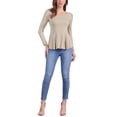 thumbnail image 2 of INSPIRAR CHIC Camisetas de Mujer de Manga Larga con Cuello Redondo Casual Camisas Peplum M Caqui, 2 of 6