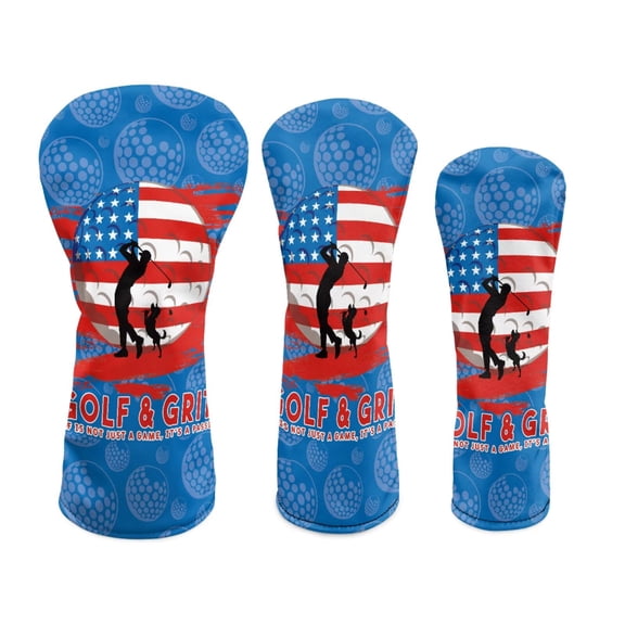 Uorisanigo Golf Club Head Covers with Double Elastic Band for Most Brand, Golf & Grit American Flag Driver Cover Fariway Wood Headcover Hybrid Head Covers Mallet Putter Haedcovers