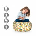 thumbnail image 2 of Chevron Storage Toy Bag Chair, Retro Style Rainbow Colored Angled Stripes Creative Arrangement Repeating Pattern, Stuffed Animal Organizer Washable Bag, Small Size, Multicolor, by Ambesonne, 2 of 3