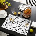 thumbnail image 3 of Black Halloween Bats Summer Placemats Table Placemats Set Of 6-Linen Kitchen Washable Placemats Table Mats 11.8"x17.7" Non-Slip Heat Resistant, 3 of 5