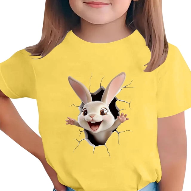 T-shirt à Manches Courtes pour Garçons, Col Rond, Décontracté, Graphique, pour Enfants, Haut en Mélange de Polyester, 1 Pce