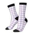 thumbnail image 2 of Uemuo Purple Checkboard Pattern Women's Crew Socks, Soft Durable Breathable Moisture-Wicking with Odor Control Cotton socks, 2 of 9