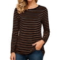thumbnail image 2 of Women Oversized T Shirts Y2K Basic Long Sleeve Striped Print Fashion Tops 2026 Spring Summer Casual Tee, 2 of 5