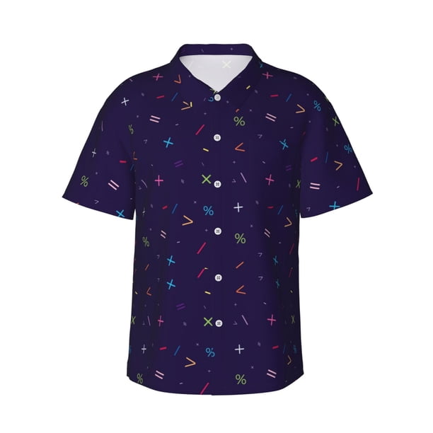 Fotbe Mathematical Symbols Camisa Hawaiana para Hombre Unisex – Camisa Casual de Verano con Botones de Manga Corta de Algodón y Lino,Large