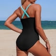 thumbnail image 7 of GEWSEY Women's One Piece Swimsuit Tummy Control Swim Suits for Women 2026 Modest Swimwear V Neck Color Block Bathing Suit (Dark Blue, XL), 7 of 7