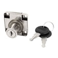 thumbnail image 1 of Reemplazo de cerradura de cajón de seguridad con pestillo de cilindro de puerta de vidrio de vitrina de muebles para el hogar, base metálica cuadrada con 2 llaves, 1 of 2
