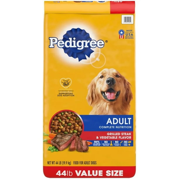 PEDIGREE Complete Nutrition Grilled Steak Vegetable Dry Dog Food for Adult Dog 44 lb. Bag ShopWise Round Walmart en linea