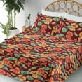 thumbnail image 3 of Ambesonne Tropical Fitted & Flat Sheet with Shams 4 Pcs Set, Nasturtium Flowers Plot, Queen, Scarlet Vermilion and Khaki, 3 of 5