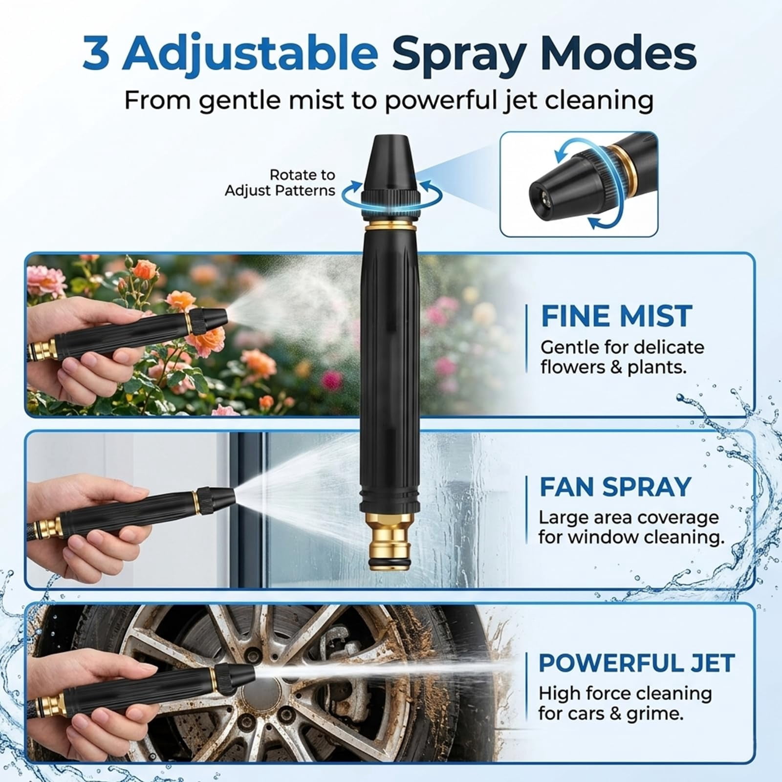 Home high-Pressure car wash Water Gun with Booster Nozzle, Upgraded Car Wash Water Gun Garden Hose Sprayer, for Watering Plants and Vegetables, and Car Washing