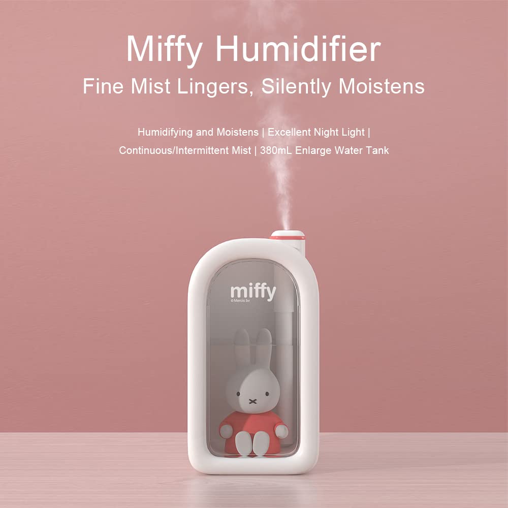 Humidifier Ultrasonic Quiet Humidifiers, Mini Cute Humidifier With Night  Light, 380ml Humidifiers For Bedroom/Babies Nursery/Office(Pink） 